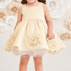 Cream A-line Sleeveless Dress